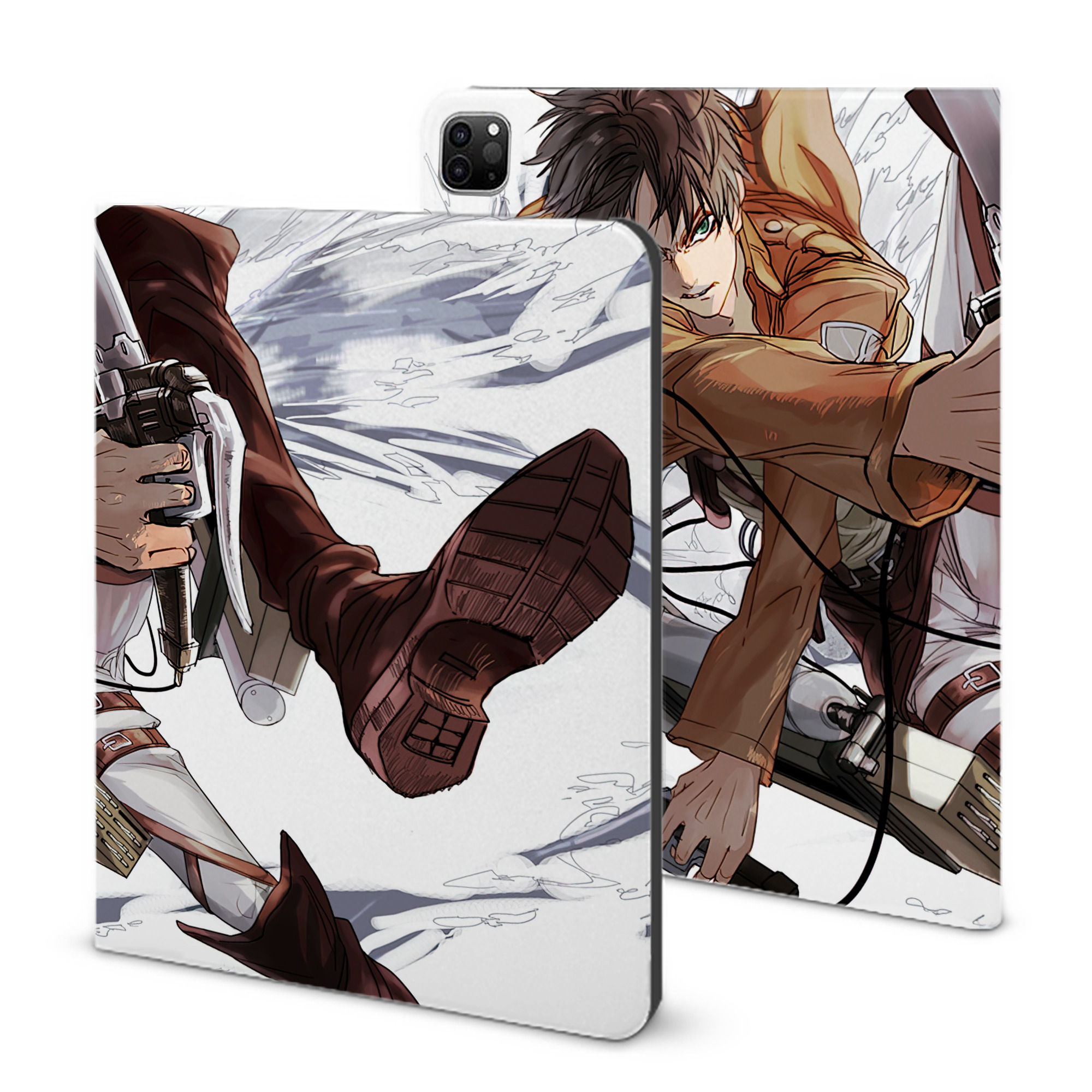 （画像用） 進撃の巨人 Attack on Titan IPad ケース ブック型 PUレザー TPU 耐衝撃 軽量 薄型 ペン収納なし 全面保護 IPad 各モデル対応